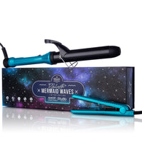  Limited Edition Galactic Mermaid Waves Set by Almost Famous! A barrel clip wand and mini flat iron in one box 