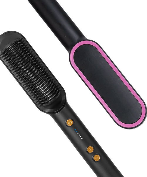 Electric Hair Straightener Brush Straightening Curler Brush Hot Comb