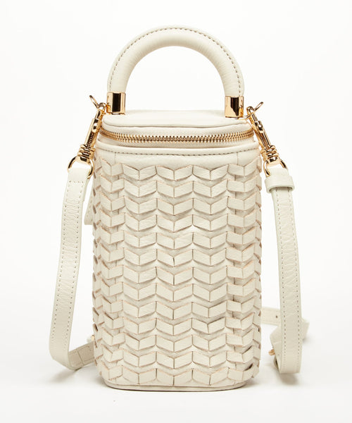 Elsa Basket Weave Leather Bag Off-White