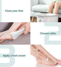 Pictures illustrating the three steps to using the callus remover