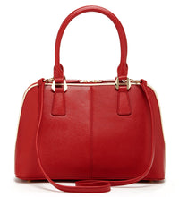 Elegant Red Saffiano Leather Satchel Bag back view