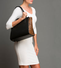 Luxurious Genuine Leather Tote Bag with Model.