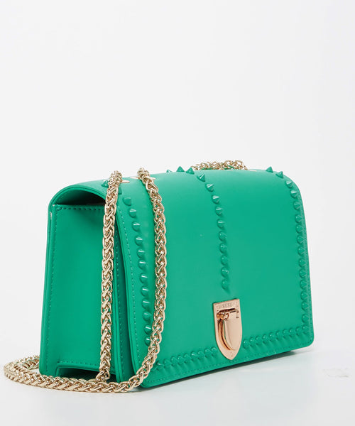 Josie Green Leather Bag With Chain Strap