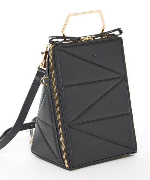 Heidi Black Leather Backpack Purse