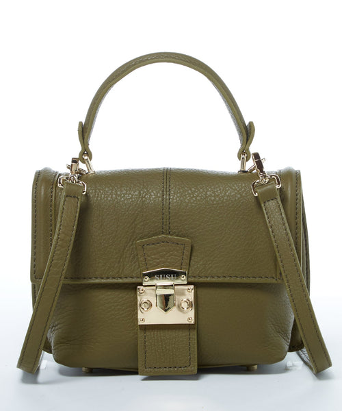 Linda Leather Convertible Backpack Purse Olive Green