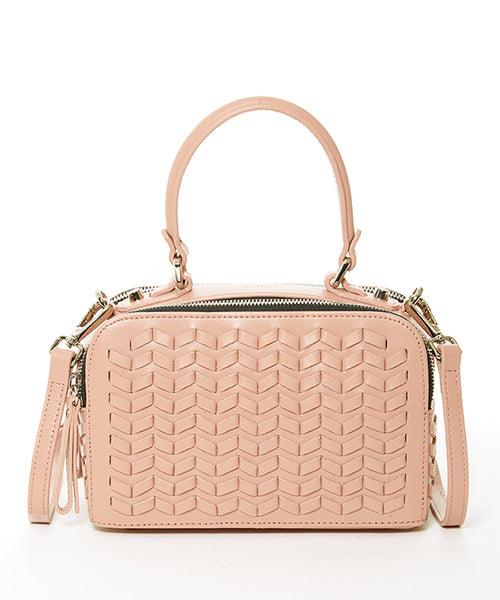 Kayla Pink Woven Leather Bag