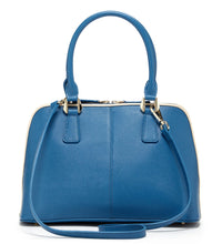 Elegant Blue Saffiano Leather Satchel Bag backview