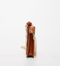 Studded Crossbody Brown Clutch. Side view