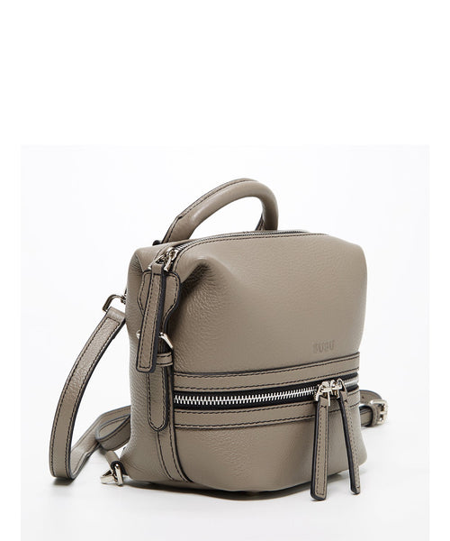 Ashley Small Gray Leather Backpack Purse