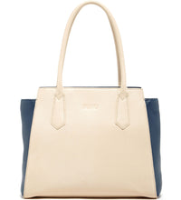 Luxurious Genuine Leather Off White Tote Bag.