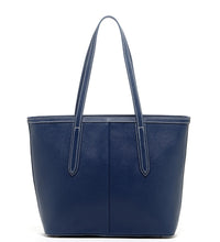 Blue Saffiano leather Tote accented with metallic studs.