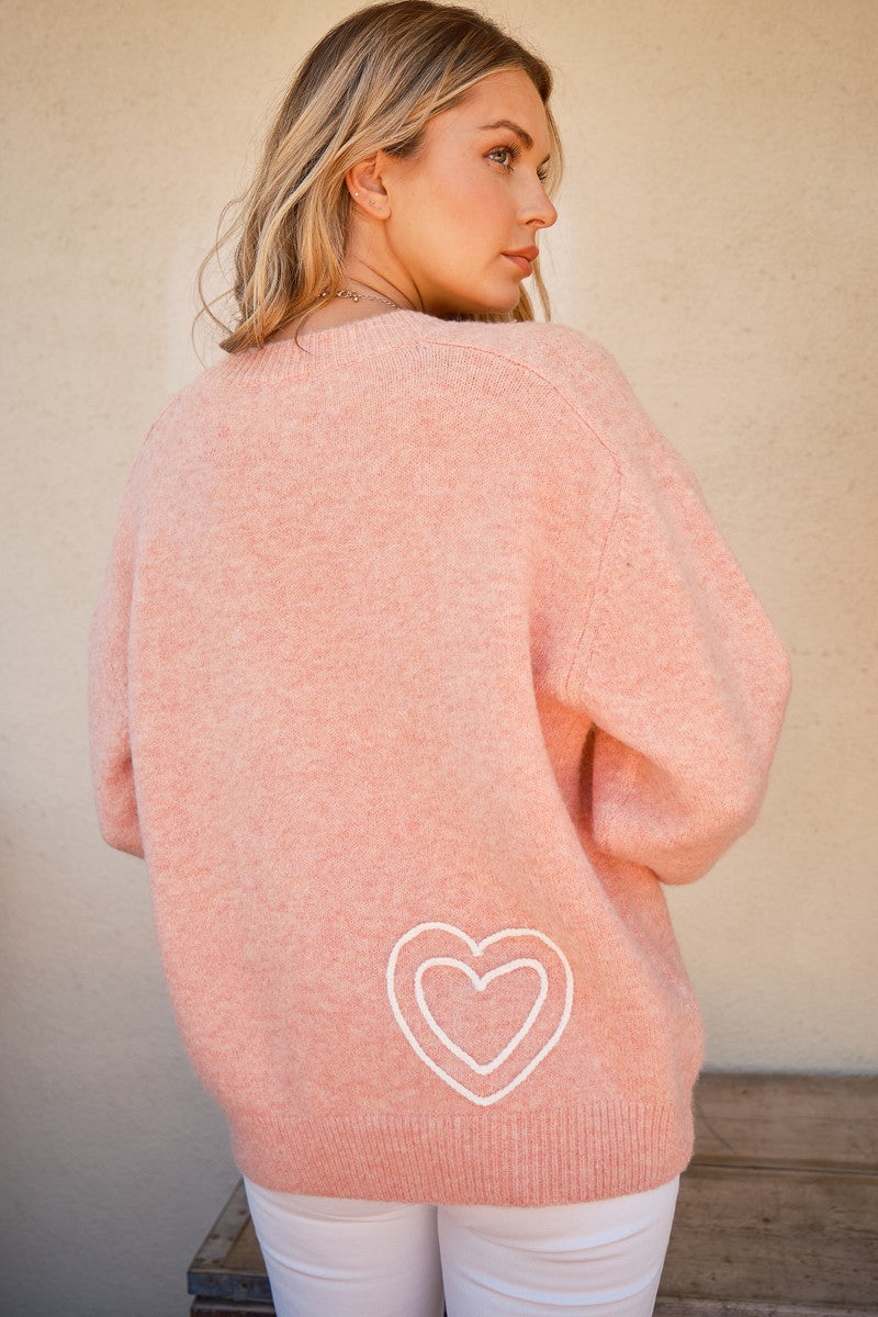 WIFEY & Heart Round Neck Sweater