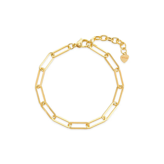 Gold Paperclip Chain Bracelet 18k Gold Plated 7" Plus 2" Extension