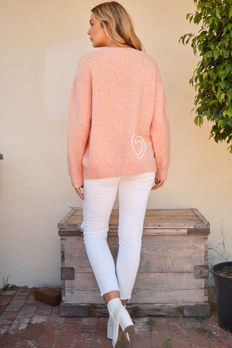 WIFEY & Heart Round Neck Sweater