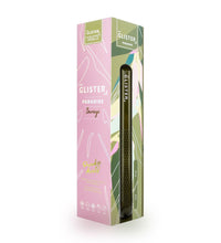 Double sided view of elegant packaging for The Glister flat Iron with Tourmaline Gemstone Infusion