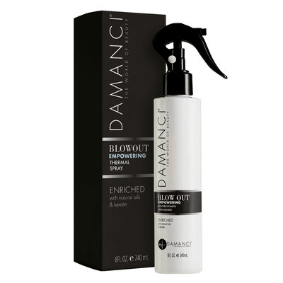 Empowering Blowout Spray. This premium, heat-activated leave-in conditioner is enriched with keratin, collagen and organic oils, creating an unbeatable defense against frizz 8 oz with box