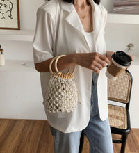Summer Crochet Bag With Ratten Ring Handle
