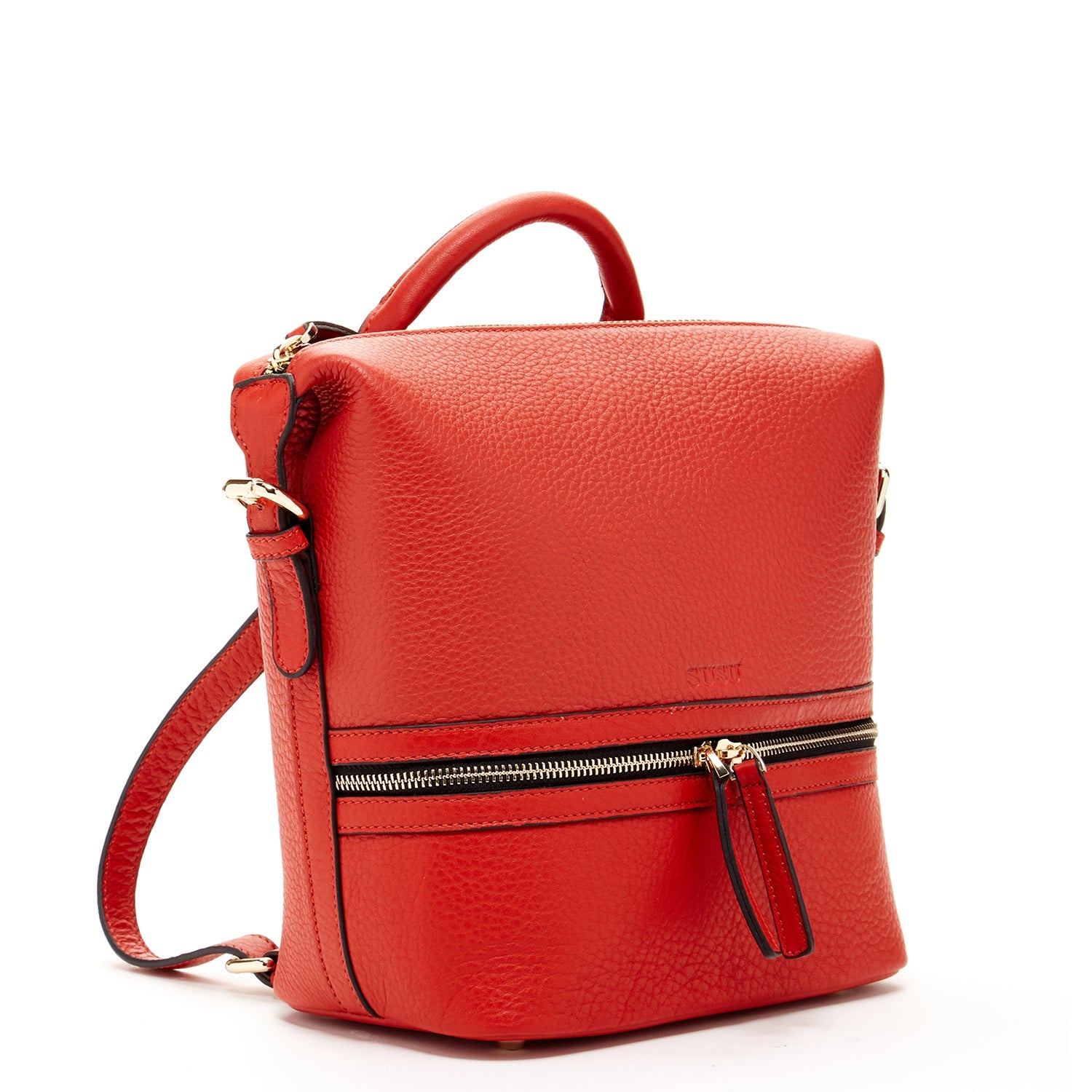 Ashley Red Leather Backpack Purse