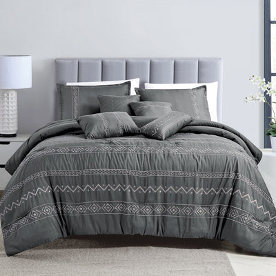 Buffy 7pc Comforter Set Grey With Accents