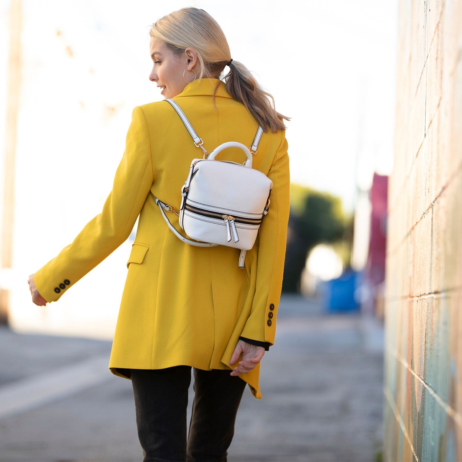  White Leather Backpack Purse