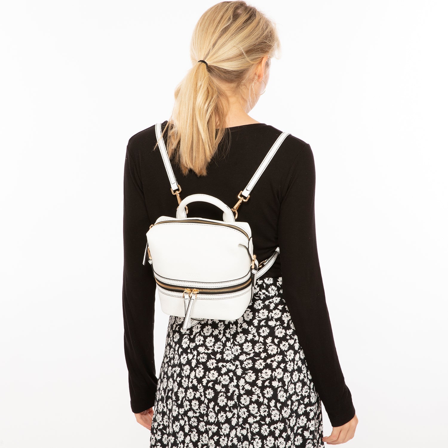  White Leather Backpack Purse