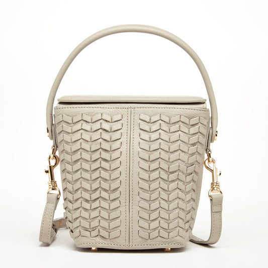 Anna Woven Leather Bag Grayish Beige