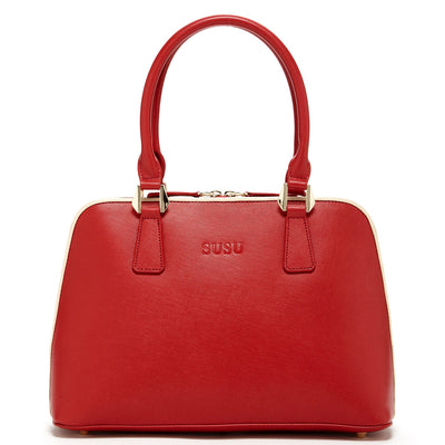 Elegant Red Saffiano Leather Satchel Bag