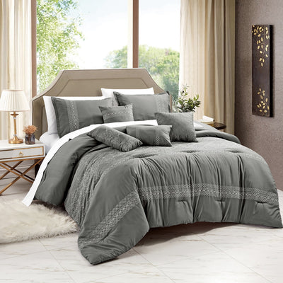 Marcail 7pc Comforter Set Olive with Elegant Accents